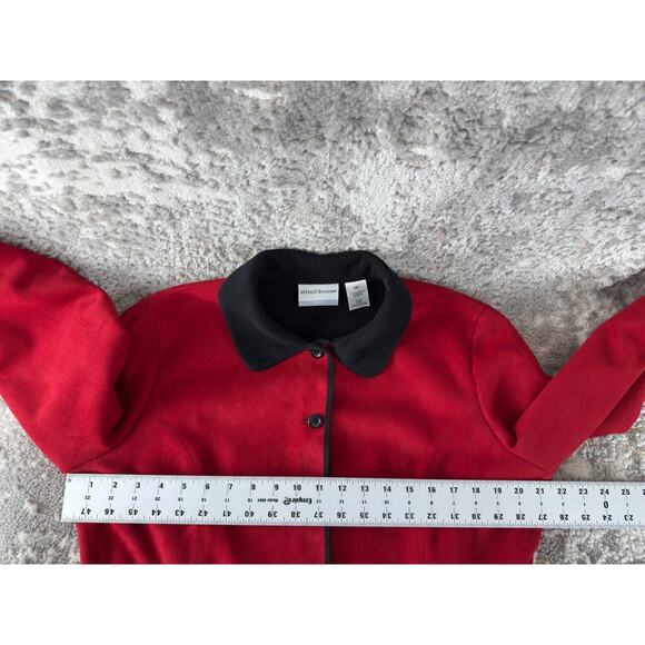 Alfred Dunner Petite Sz 12P Fleece Button Jacket Red Long Sleeve Zip Coat Pocket - Picture 5 of 8